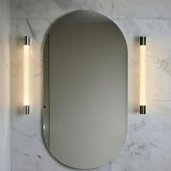 Ray medium vägglampa IP44 förnicklad mässing