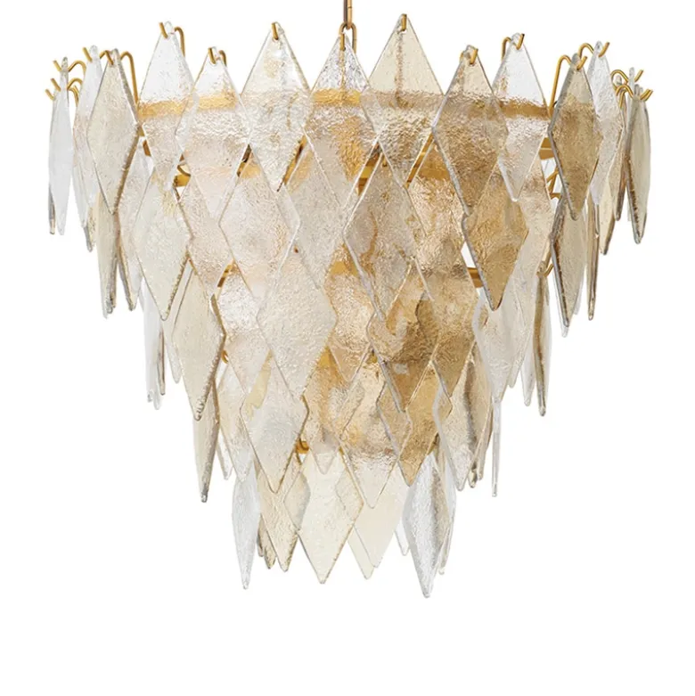 Rhombus Small Chandelier taklampa Antik mässing/glas