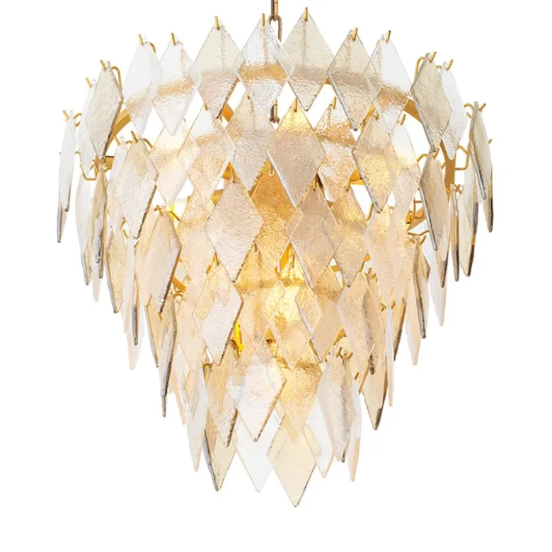 Rhombus Small Chandelier taklampa Antik mässing/glas
