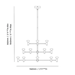 Root three-tier large chandelier solid brass