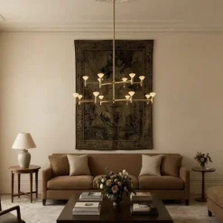 Root two-tier large chandelier solid brass