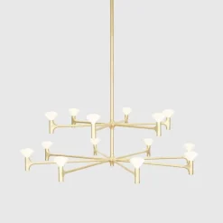Root two-tier large chandelier solid brass