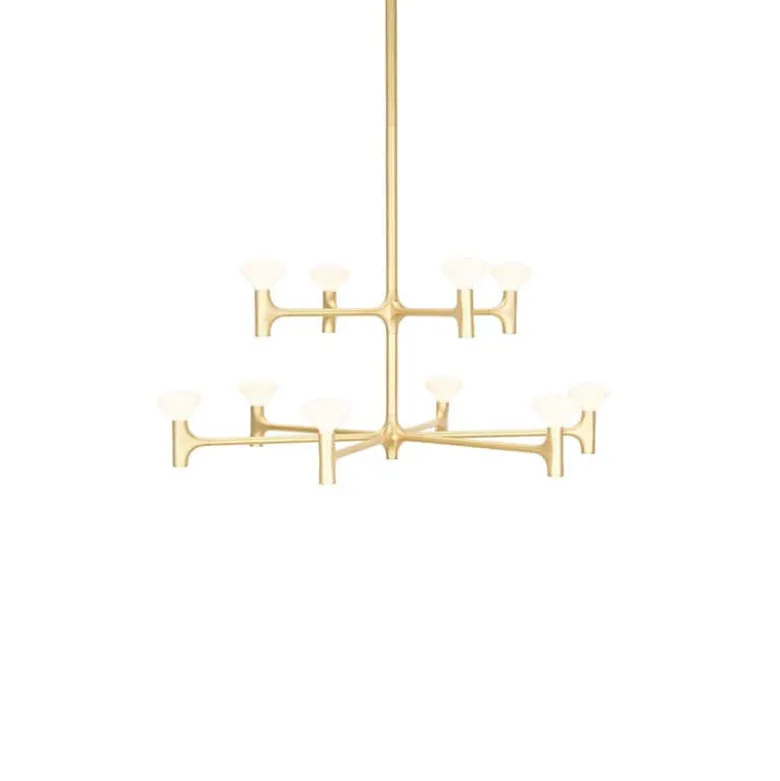 Root two-tier medium chandelier solid brass