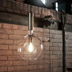Rosdala taklampa råmässing/klart glas