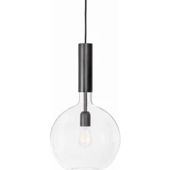 Rosdala taklampa svartoxiderat järn/klart glas