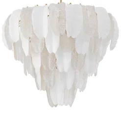 Saint Lucia Large Chandelier taklampa Antik mässing/klart glas/vit keramik
