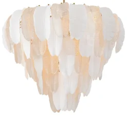 Saint Lucia Large Chandelier taklampa Antik mässing/klart glas/vit keramik