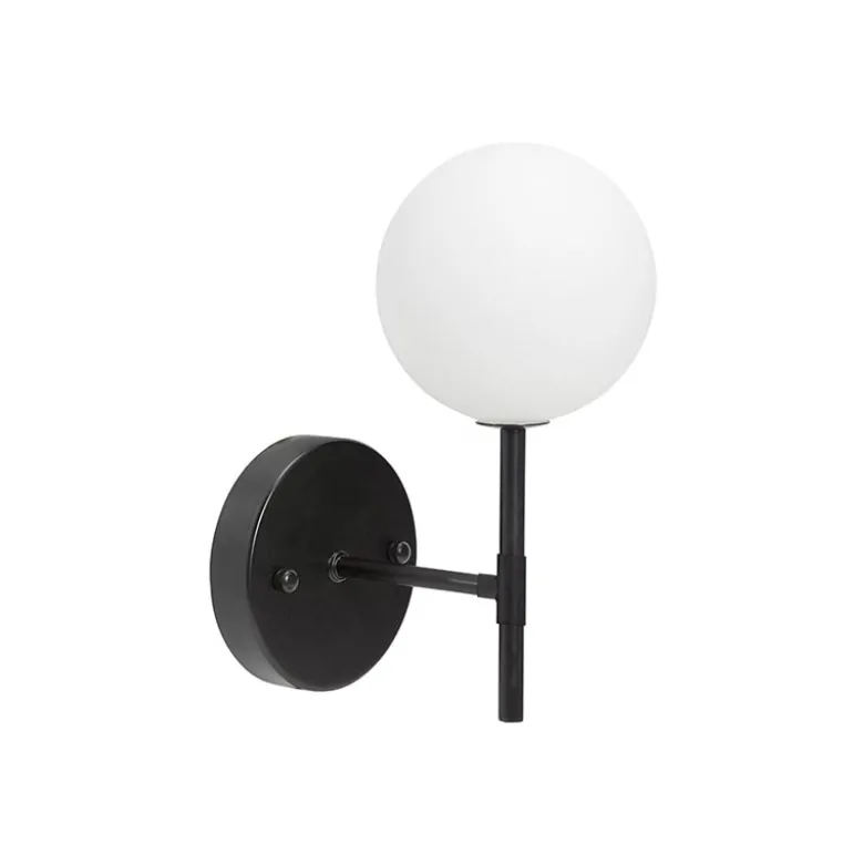 Sigma S vägglampa svart/opal glas