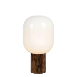 Skene bordslampa vit/bränt trä