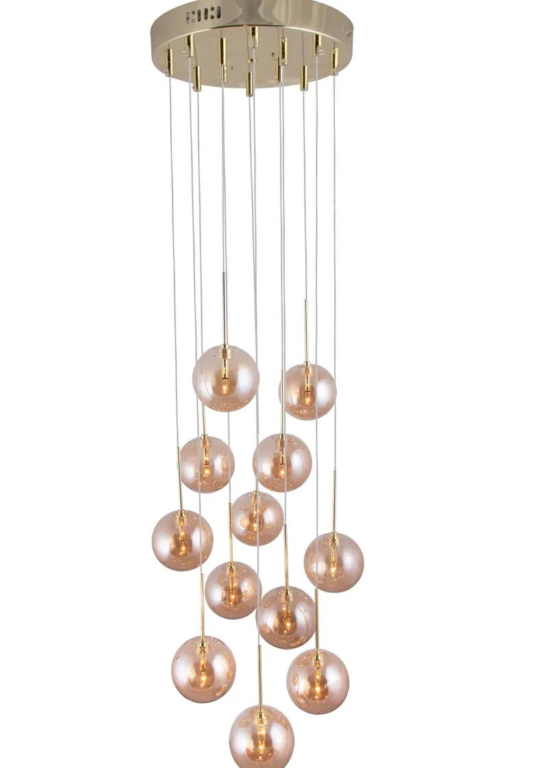 Skyfall taklampa amber/mässing
