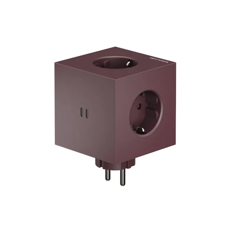 Square 2 grenuttag 30W Dual USB-C BAUHAUS Mulberry Red