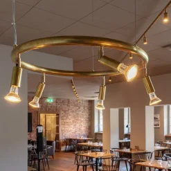 Star 5 tak-vägglampa rå mässing