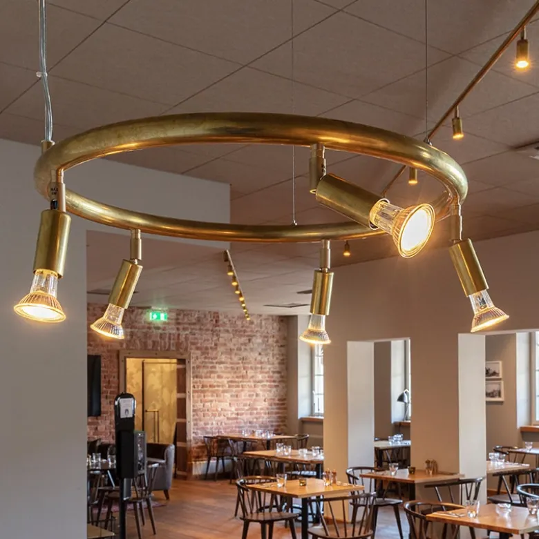 Star 5 tak-vägglampa rå mässing