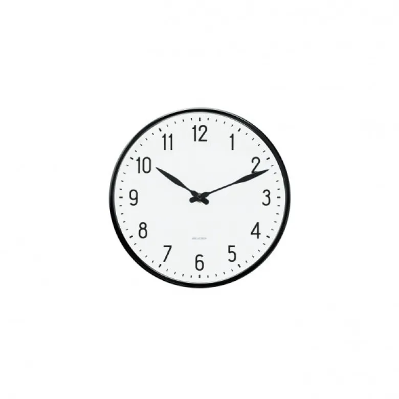 Station Väggur Ø16 cm vit/svart