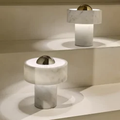 Stone portabel bordslampa silver