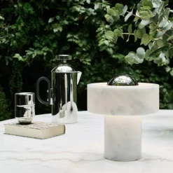 Stone portabel bordslampa silver