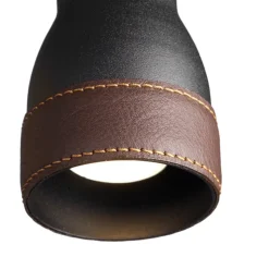 Talk golvlampa svart strukturlack/brunt läder