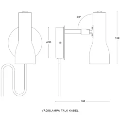 Talk vägglampa kabel vit/brunt läder