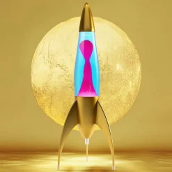 Telstar guld lavalampa blå med rosa lava
