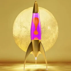 Telstar guld lavalampa lila med orange lava