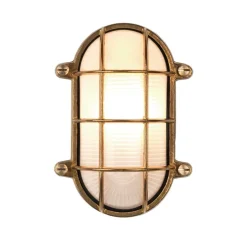 Thurso oval vägg/taklampa IP44 antik mässing