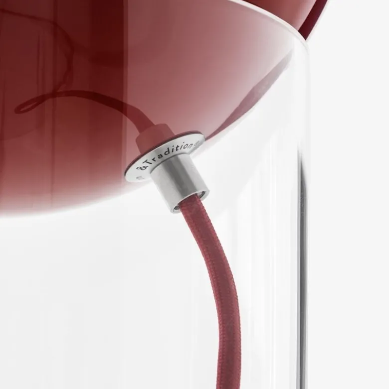 Topan VP14 golvlampa clear acrylic/vermilion red