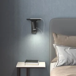 Tyson vägglampa USB-C höger fast inst svartstruktur