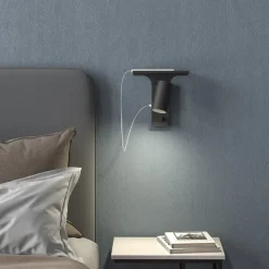 Tyson vägglampa USB-C vänster fast inst svartstruktur