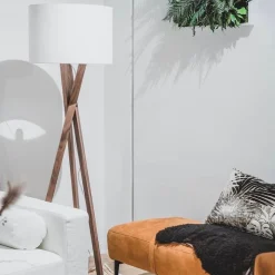 Vega valnöt/vit skärm Golvlampa
