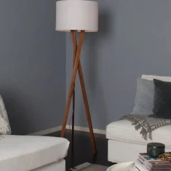Vega valnöt/vit skärm Golvlampa
