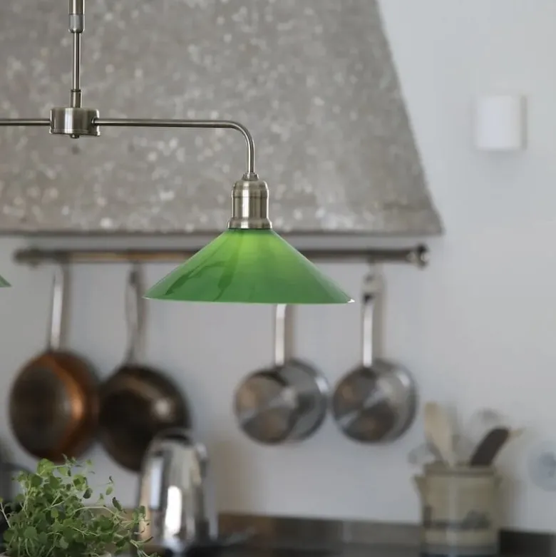 Vela 2L taklampa antik mässing/grön