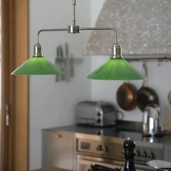 Vela 2L taklampa antik mässing/grön