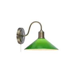 Vela vägglampa antik mässing/grön
