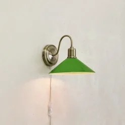 Vela vägglampa antik mässing/grön