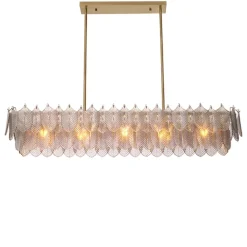 Verbier Rectangular Chandelier taklampa borstad mässing/rökfärgat glas