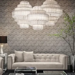 Vittoria Chandelier L taklampa klart glas/nickel