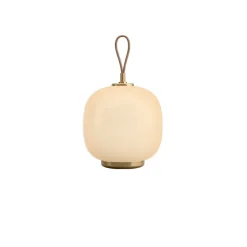 VL 45 Radiohus portable bordslampa Brass/Glossy White Opal