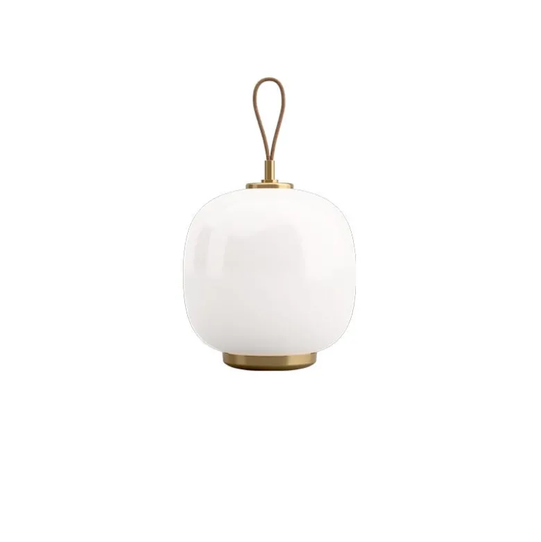 VL 45 Radiohus portable bordslampa Brass/Glossy White Opal