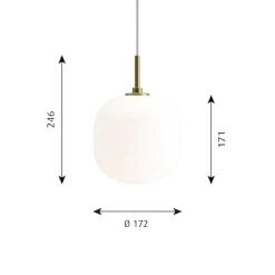 VL 45 Radiohus Ø175 taklampa Brass/Glossy White Opal glass