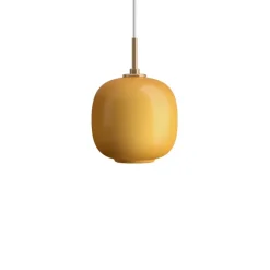 VL 45 Radiohus Ø175 taklampa Brass/Glossy Amber