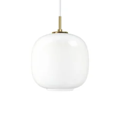 VL 45 Radiohus Ø250 taklampa Brass/Glossy White Opal glass