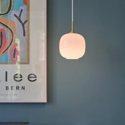 VL 45 Radiohus Ø175 taklampa pale rose/brass