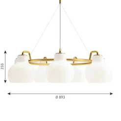 VL RING CROWN 7 taklampa opalglass/brass