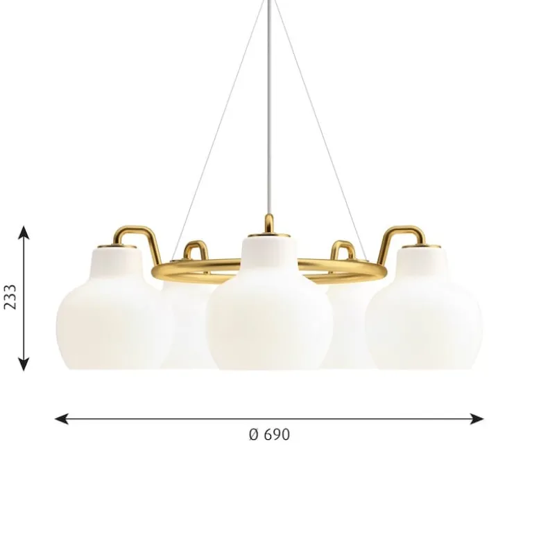 VL RING CROWN 5 taklampa opalglass/brass