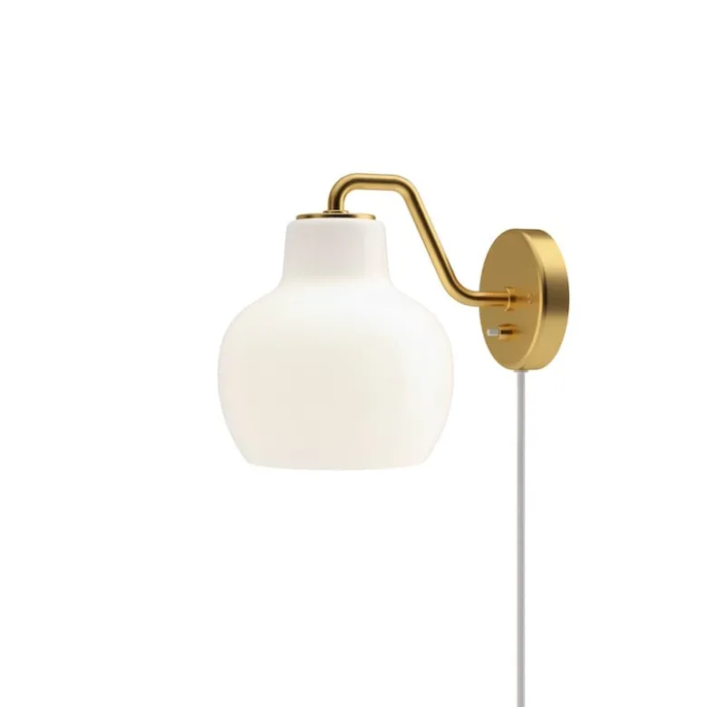 VL RING CROWN Vägglampa med sladd opalglass/brass