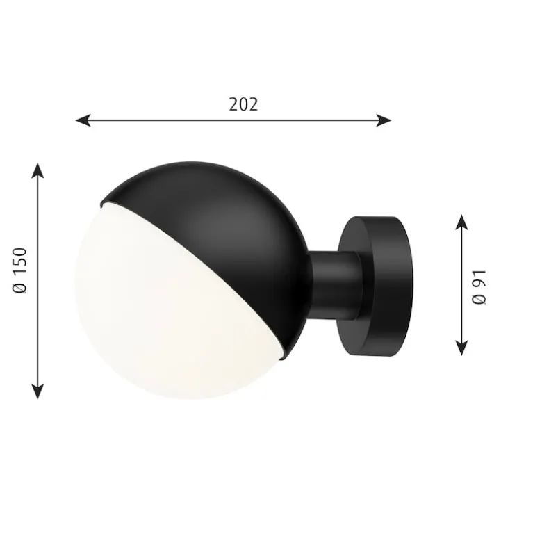 VL Studio Ø150 vägglampa utan sladd black