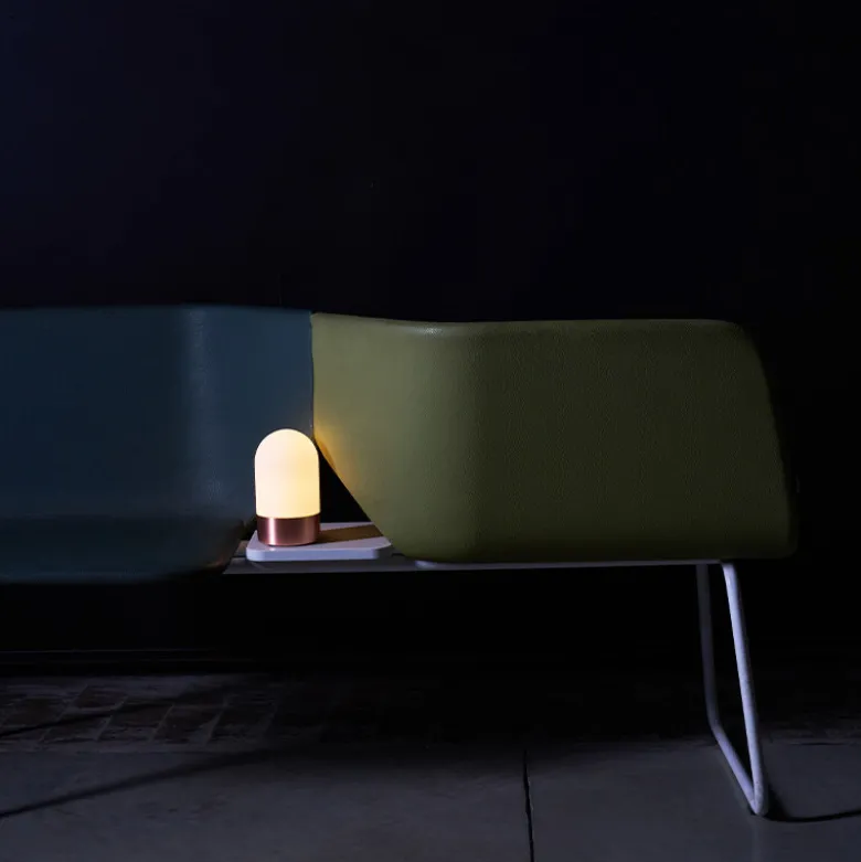 Vox bordslampa borstad koppar/opal