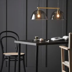 Wendo taklampa Ø70 mässing/rökfärgat glas