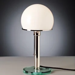 WG 25 GL Wagenfeld Bordslampa glas, nickel, opal glas