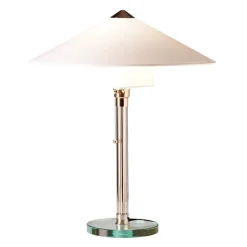 WG 27 Wagenfeld Bordslampa glas, nickel, vit